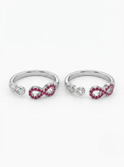 Pink Infinity Silver Toe Ring for Women