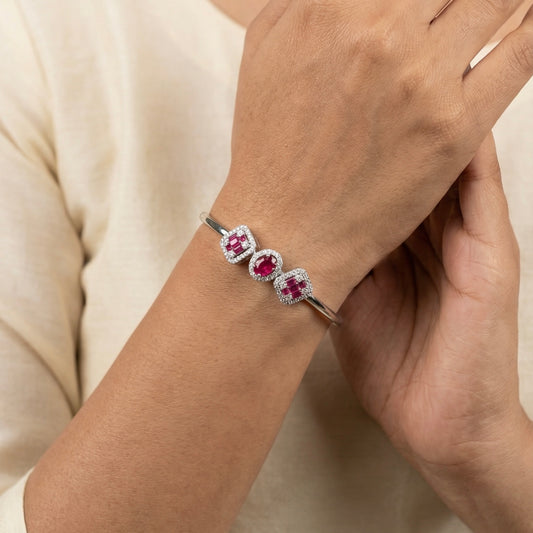 Ruby radiance silver kada for women