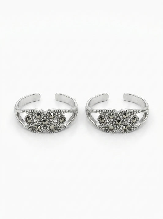 Sparkling melody silver toerings for women