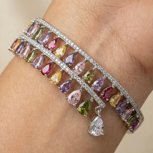 Mystic charm silver kada for women