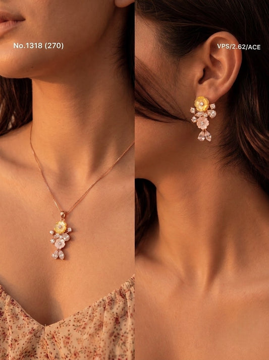 Bloom aura silver pendant set for women