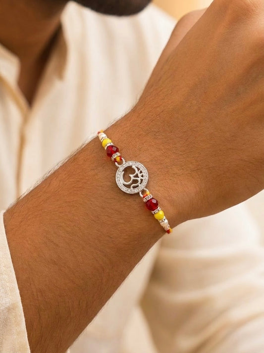 Om silver Rakhi