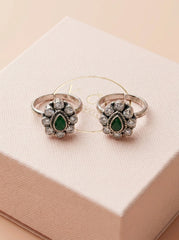 Ruhani oxidised silver toerings for women