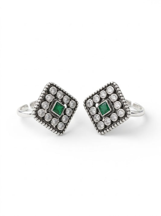 Avira oxidised silver toerings for women