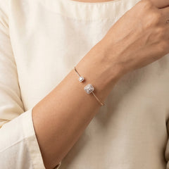 Crystal Twin Silver Kada for women