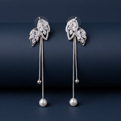 Celestial leaves shine silver earrings