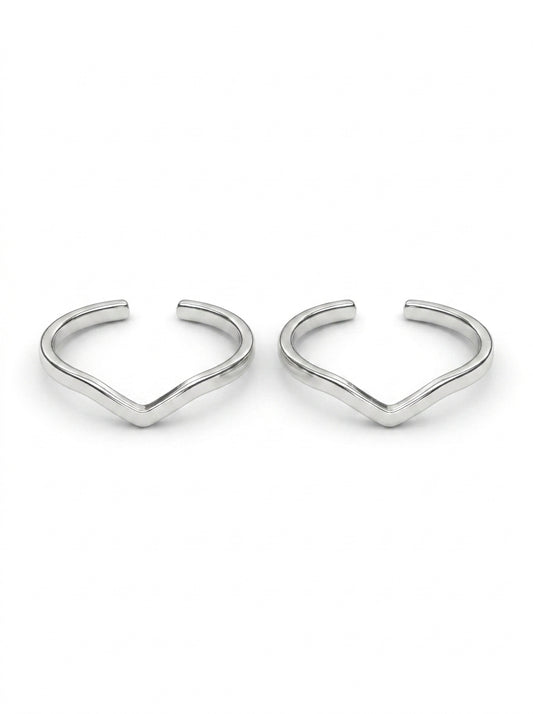 Elegant drift silver toerings for women