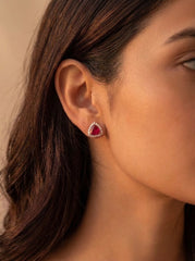 Garnet glow silver pendant set for women