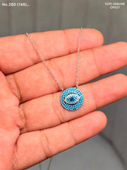 Evil eye eclipse silver chain pendant