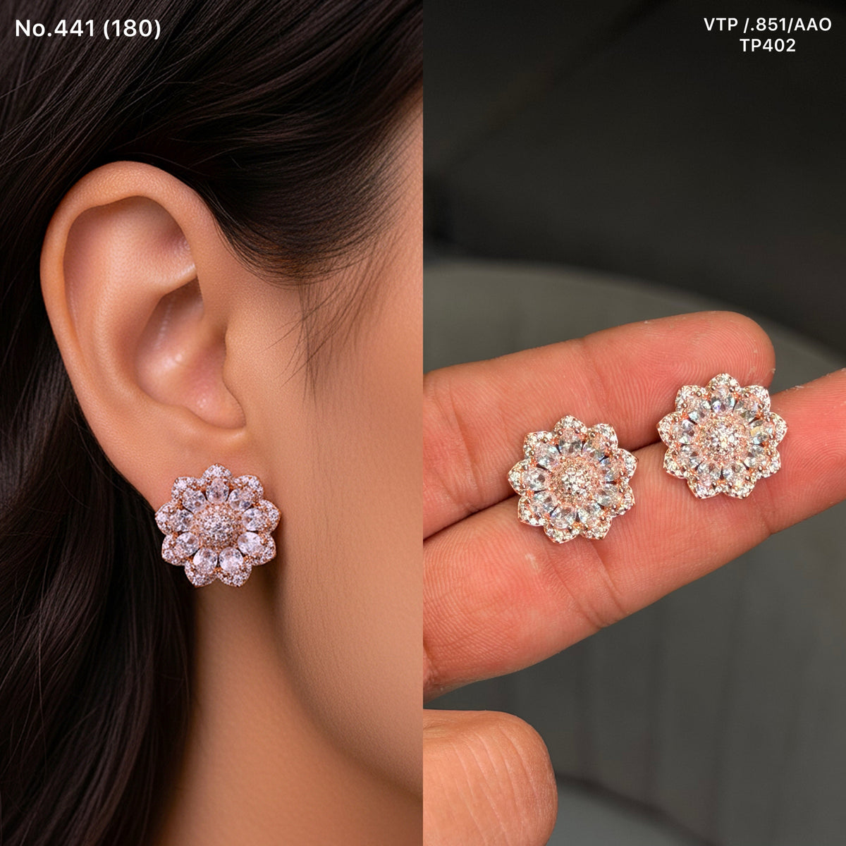 Designer bloom silver stud
