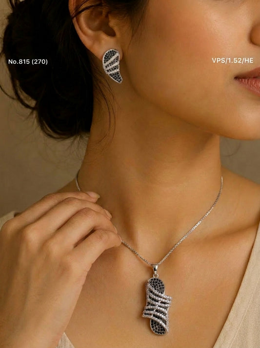 Alina spark silver pendant set for women