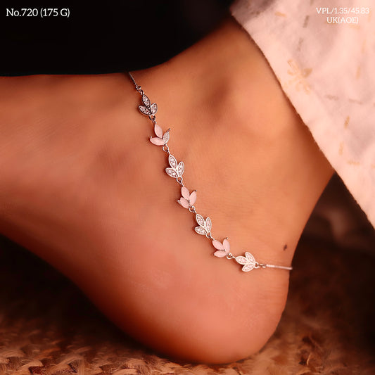 Moonlit Leaves silver payal for women