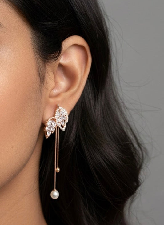 Minimalist pearl silver earrings