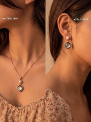 Moon pearl silver pendant set for women