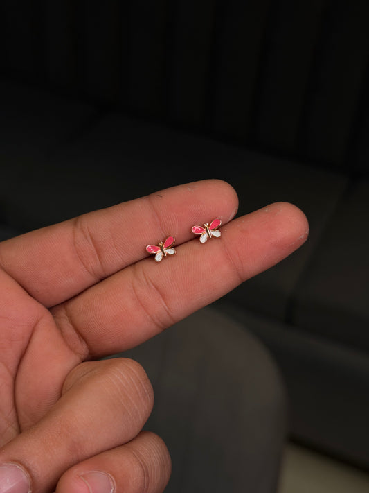 Pink pop flutter silver studs