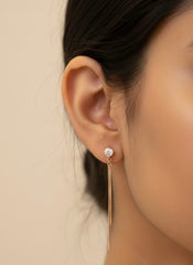 Graceful line silver earrings