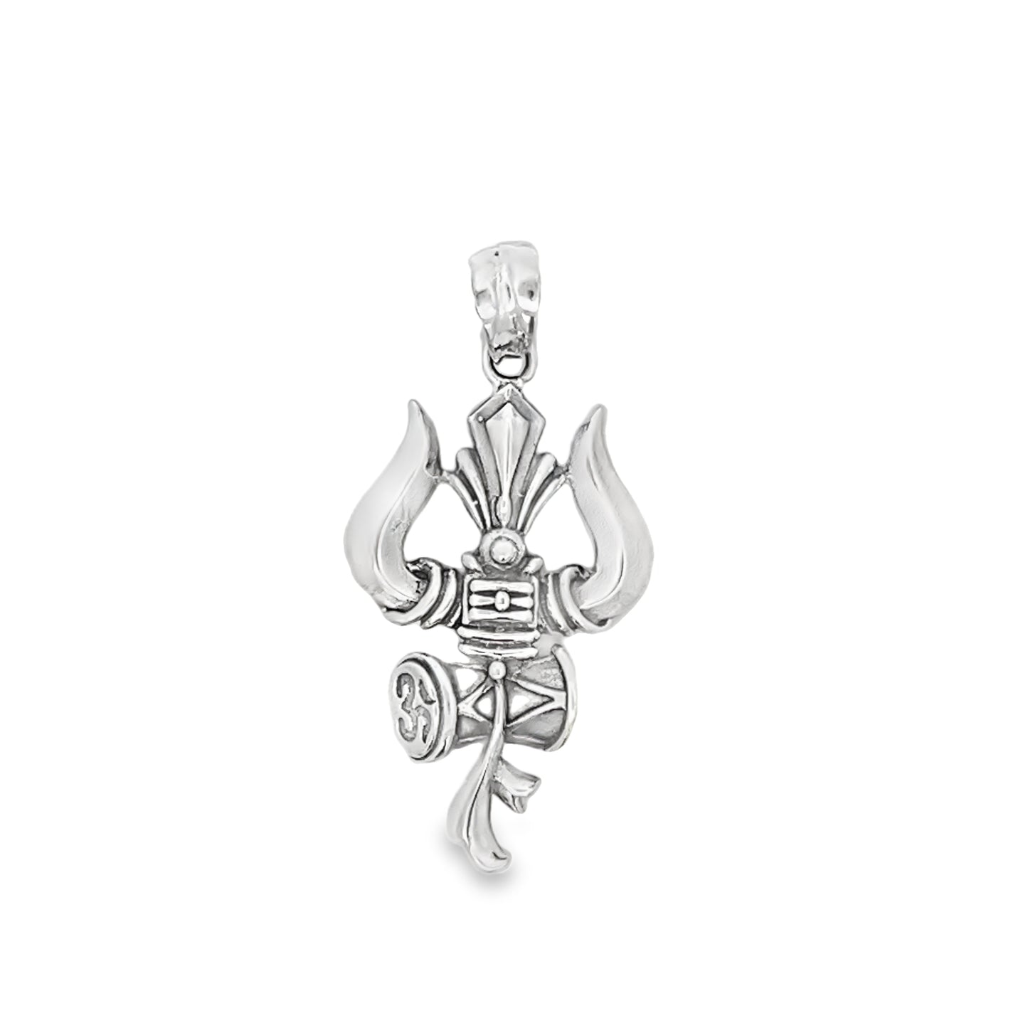 Vibrant Shiv Trishul Silver Pendant with Third Eye