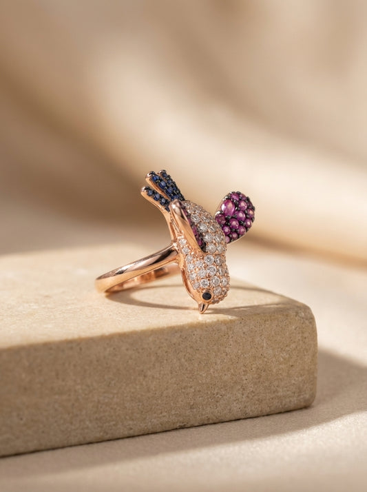 Pink glow silver rings for women