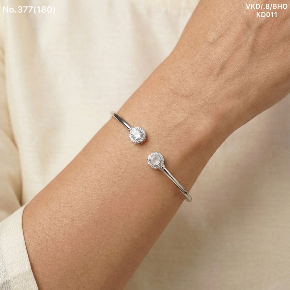 Pearl glow silver kada for women