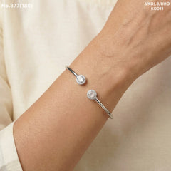 Pearl glow silver kada for women