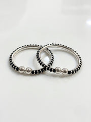Pearl & Onyx silver kids Kada
