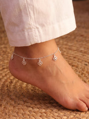 Floral charms silver Payal for women