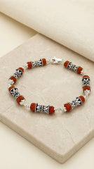 Silver Shiv Damroo Rudraksha Bracelet