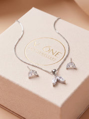 Dew leaf silver pendant set for women
