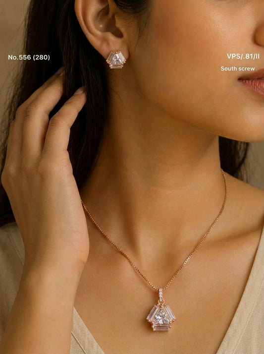 Dream glow silver pendant set for women