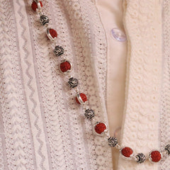 Silver Om Beads Capping Rudraksha Mala