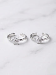 Silver Blossom Crystal Toe Ring for women