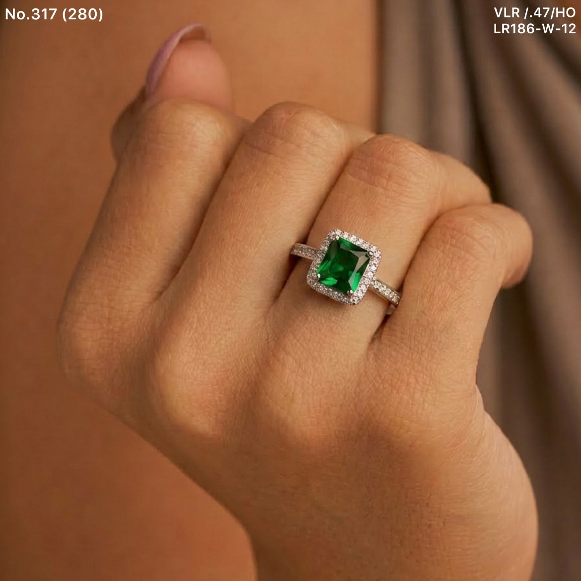 Green spark silver ring for women
