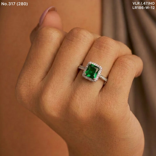 Green spark silver ring for women