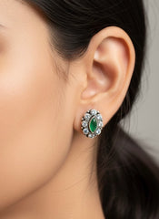 Prakriti green silver stud