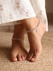 Opulent Silver Rose Payal