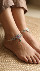 Ethnic Charm Jaipur Silver Anklets for Women