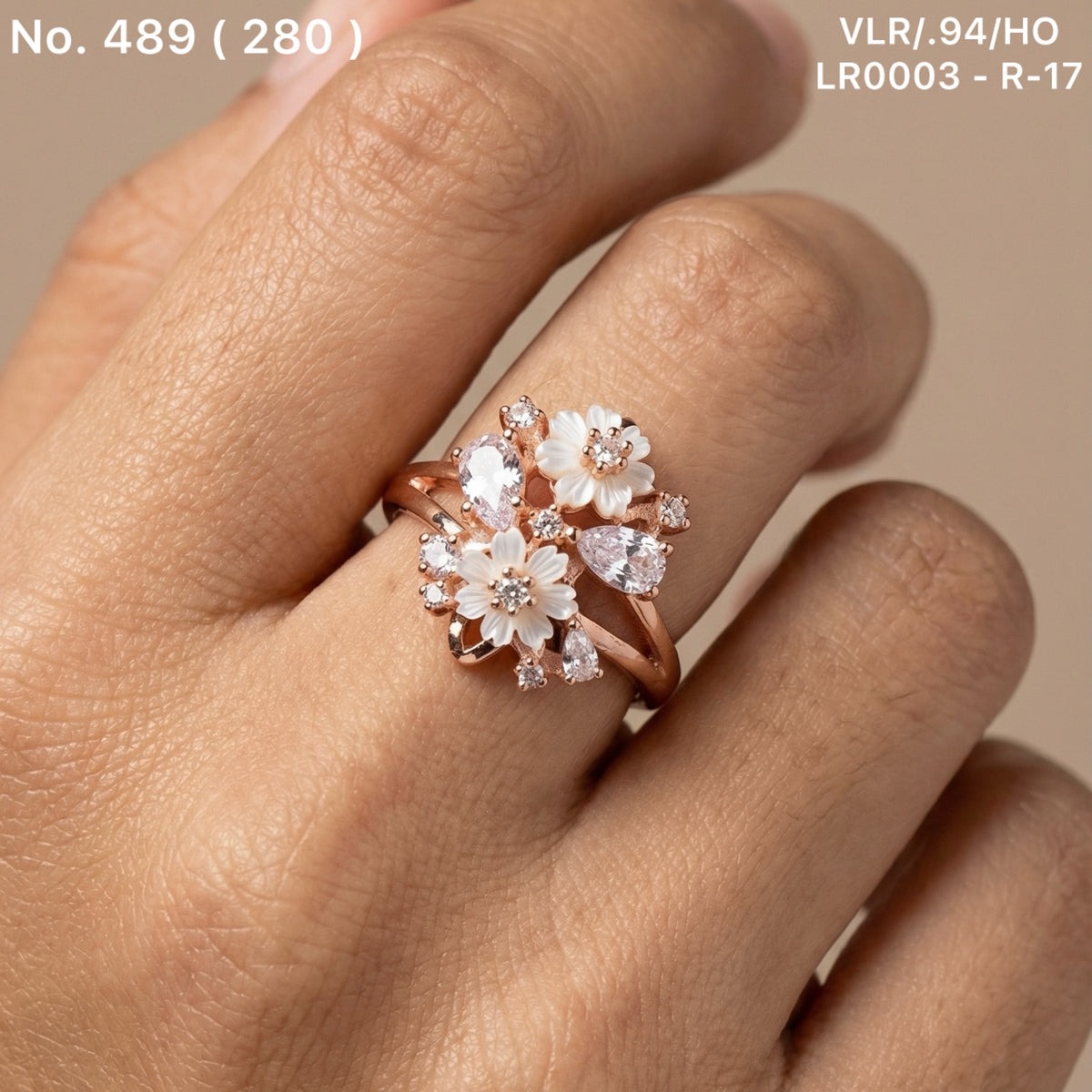 Blush bloom silver ring for women
