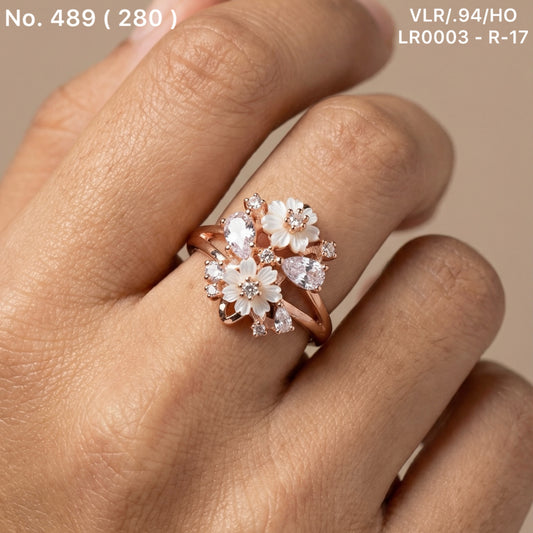 Blush bloom silver ring for women