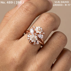 Blush bloom silver ring for women