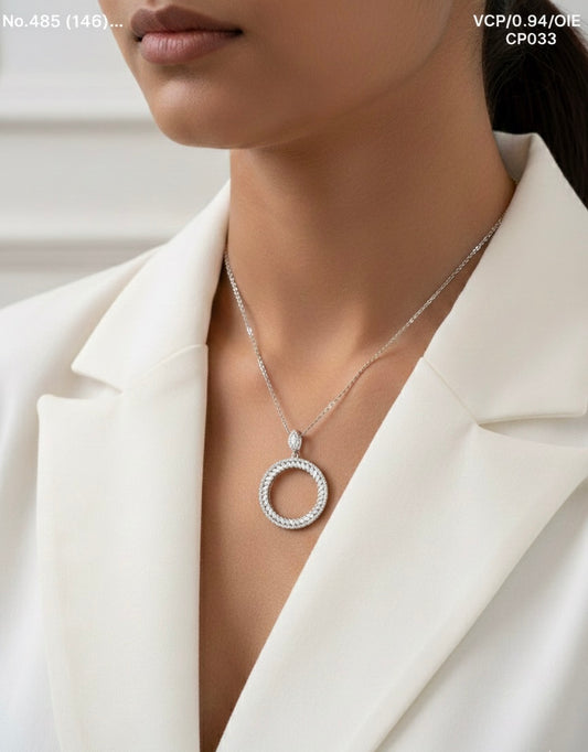 Celestial Circle silver chain pendant