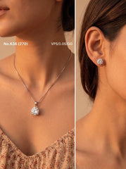 Frozen glow silver pendant set for women