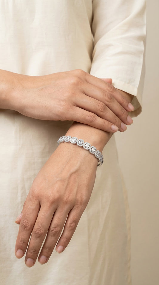 Royal glow silver kada for women