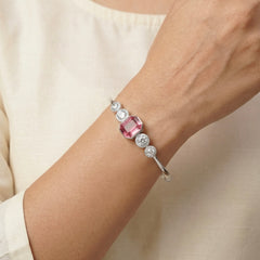 Ruby crown silver kada for women