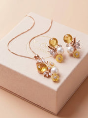 Pearl grace silver pendant set for women