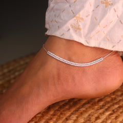 TwinGleam Silver Payal for Women