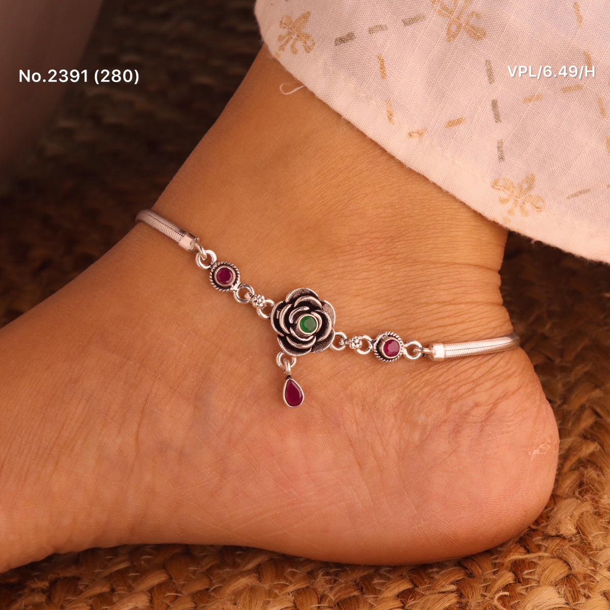 Royal bloom spark silver Payal for women