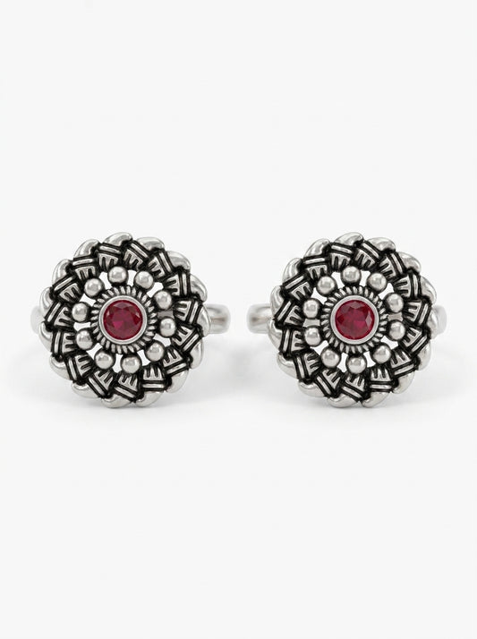 Blossom trail oxidised silver toerings for women