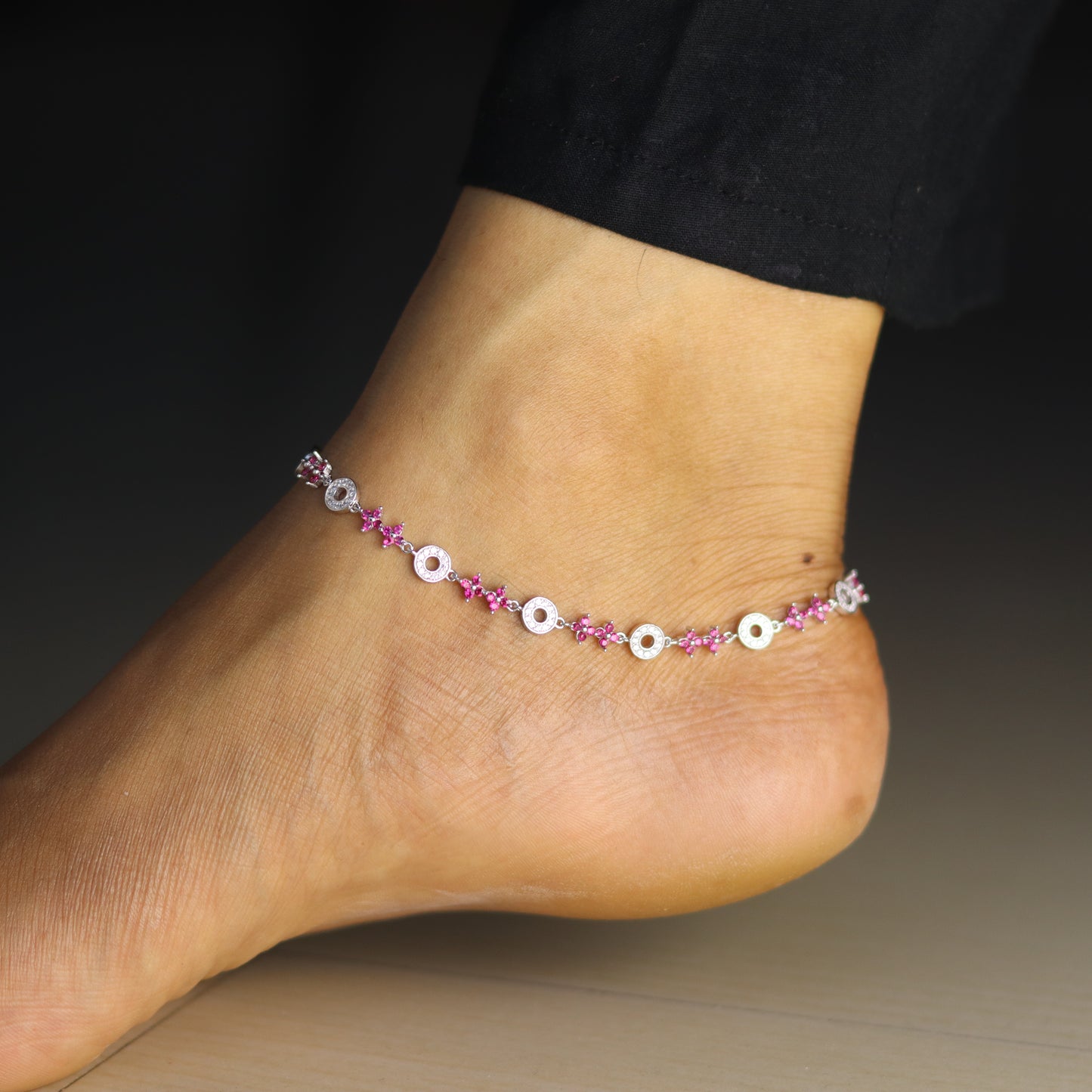 Silver Breeze Pattern Anklet