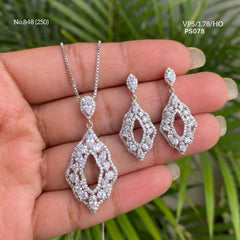 White satin silver pendant set for women