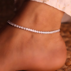 Diamond glow silver anklet for women